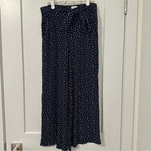 Aritzia Wilfred Palazzo Blue White Patterned Wide Leg Pants Size Medium Womens